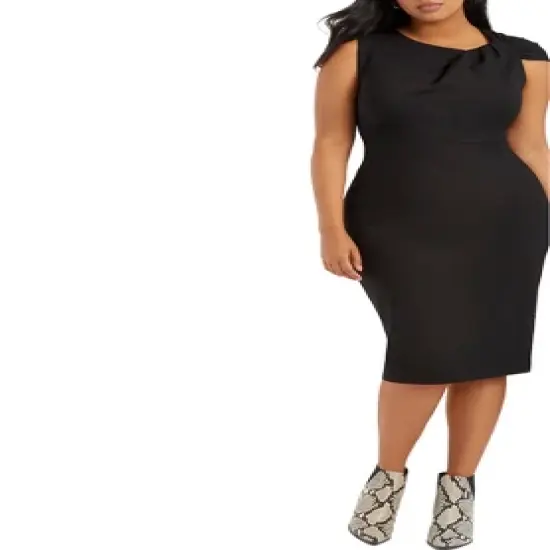 ELOQUII Women&rsquo;s Plus Size Twisted Shoulder Sheath Dress image {5}