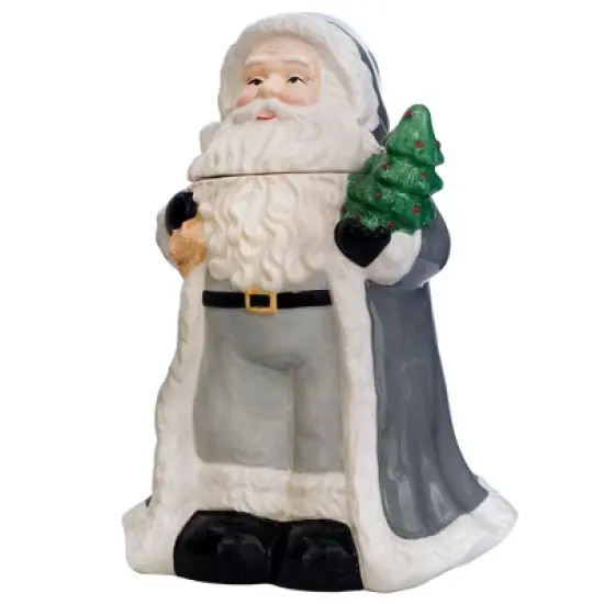 AuldHome Design Santa Christmas Cookie Jar; Ceramic Holiday Treats Santa Claus Canister image {8}