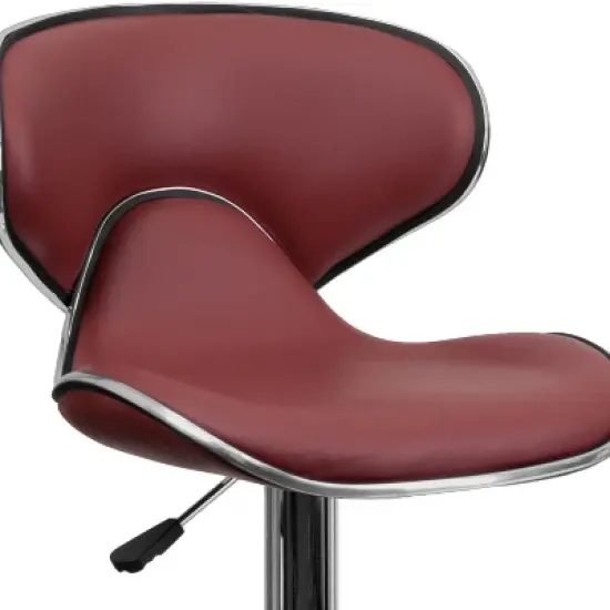 Flash Furniture Contemporary Cozy Mid-Back Vinyl Adjustable Height Barstool with Chrome Base image {5}