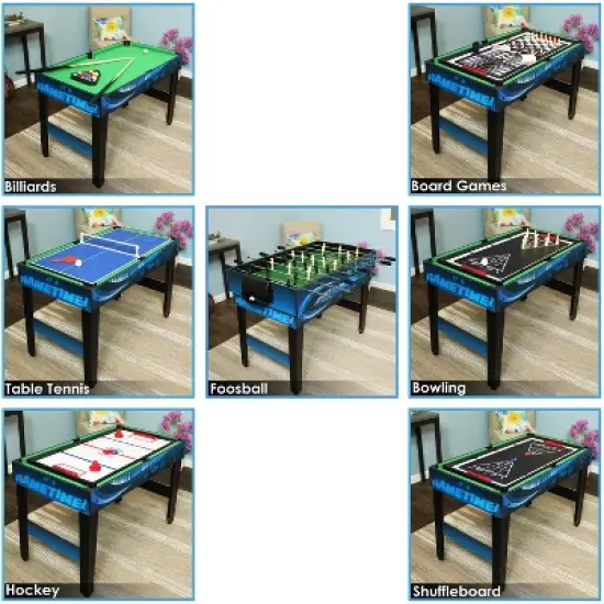 Sunnydaze 10-in-1 Multi-Game Table with Billiards, Foosball, Hockey, Ping Pong, Chess, Checkers, Backgammon, Shuffleboard, Bowling, and Cards - 49.5" image {11}