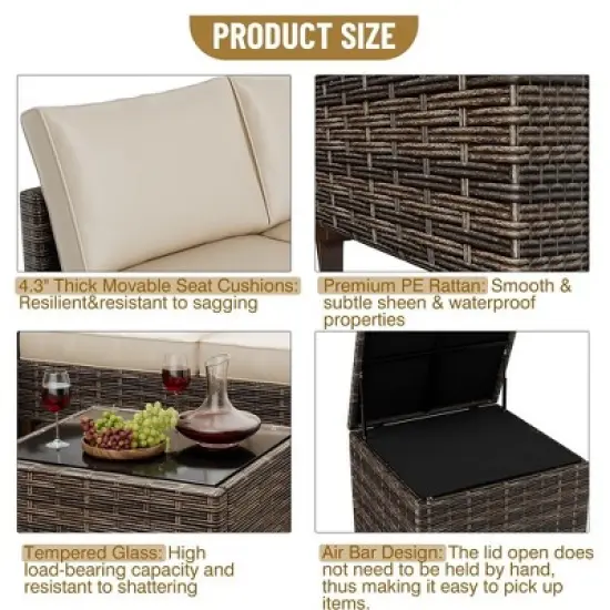 Outdoor PE Wicker Furniture Set 4 Piece image {2}