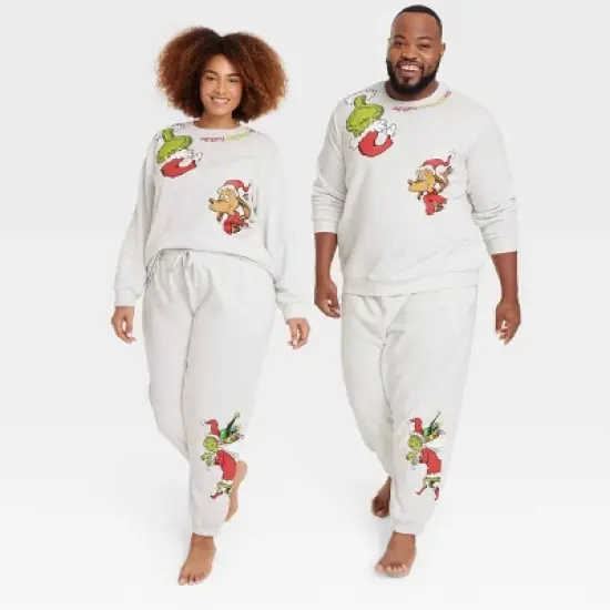 Adult's The Grinch Graphic Joggers - Oatmeal image {4}