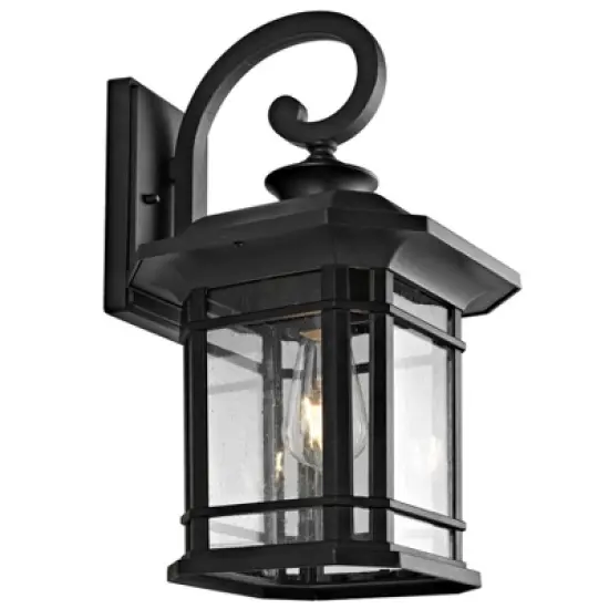 Cendra Outdoor Wall Lantern - PLT4011 - Clear/Black - Safavieh image {1}