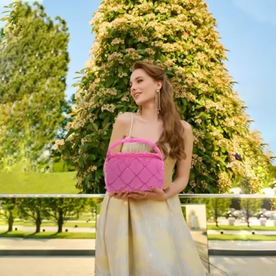 Unique Bargains Portable Makeup Bag Rose Red 1 Pc image {5}