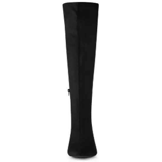 Allegra K Women's Chunky Heels Rhinestone Over the Knee High Boots image {3}