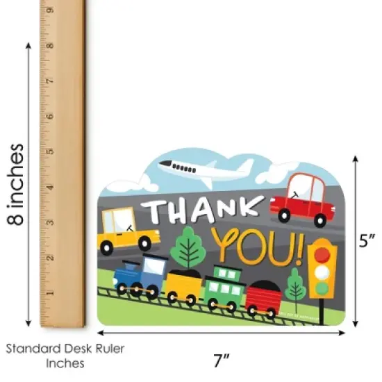 Big Dot of Happiness Cars, Trains, and Airplanes - Shaped Thank You Cards - Transportation Birthday Party Thank You Note Cards with Envelopes - 12 Ct image {4}