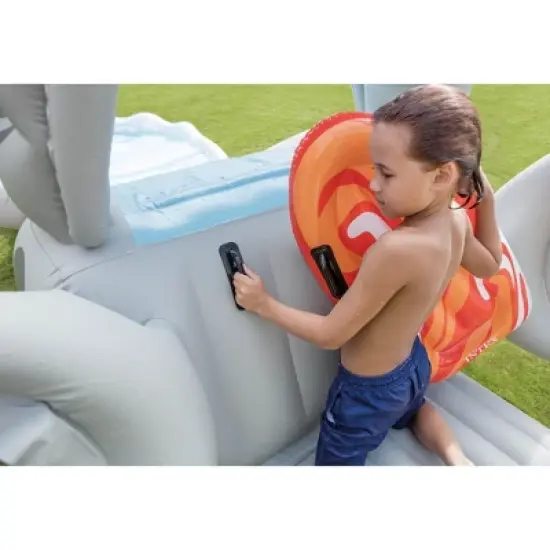 Intex Surf 'N Slide Kids 15' Long Inflatable Splash Play Center Shark Water Slide with 2 Surf Riders (57159EP) image {2}