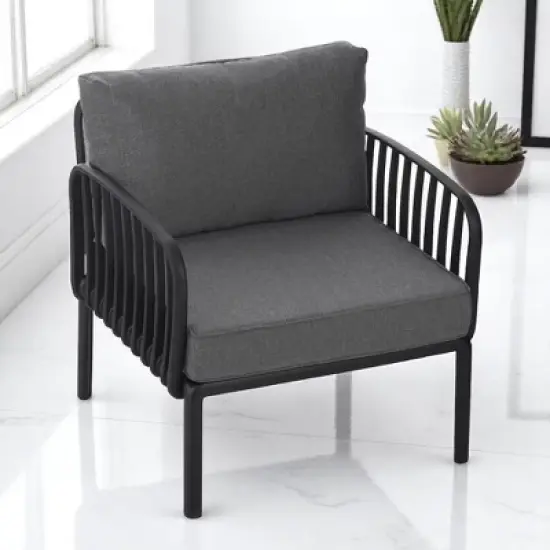 5-Piece Outdoor Plastic Sofa Set with Cushions and Coffee Table &acirc;&acirc;&sbquo;?Modular Sectional Furniture for Patio, Garden, or Balcony image {5}