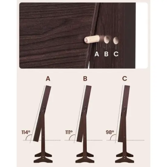 SONGMICS Mirrored Jewelry Cabinet Armoire Freestanding Lockable Storage Box Organizer Unit with Full-Length Frameless Mirror image {8}