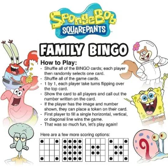 Aquarius Puzzles SpongeBob SquarePants Family Bingo | 2-18 Players image {1}