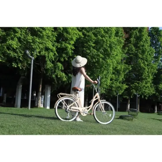 Aukfa Women's Beach Cruiser Bike 24 Inch ， 7 Speed with Dual V Brakes and Adjustable Seat, Adult City Bike image {3}