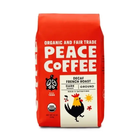 Peace Coffee Organic Fair Trade French Roast Ground Coffee - Decaf - 12oz image {6}