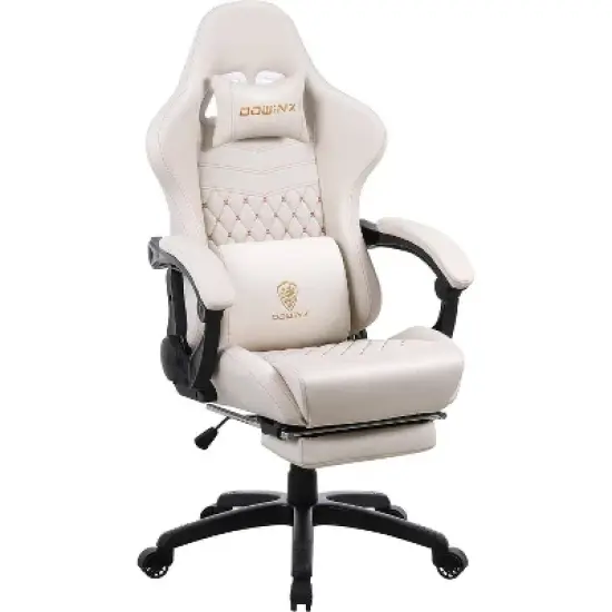 Adjustable Gaming Chair with Massage Lumbar Support and Retractable Footrest - Dowinx image {9}