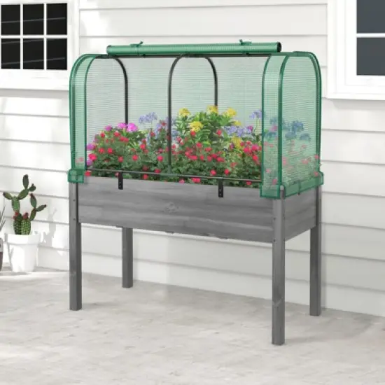 Tangkula Raised Garden Bed with Greenhouse Waterproof Sun-Protective Green Hot House image {2}