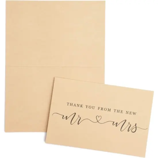 120-Count Wedding Thank You Cards with Kraft Paper Envelopes Bulk, Mr & Mrs Thank You Notes, 4" x 6" image {2}
