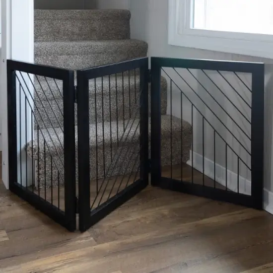 PETMAKER 3-Panel Foldable Pet Gate, Black image {6}