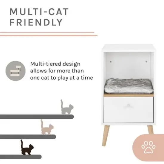 Sam's Pets Becky 28"  Single Rest Cat Tree With Drawer In White image {6}