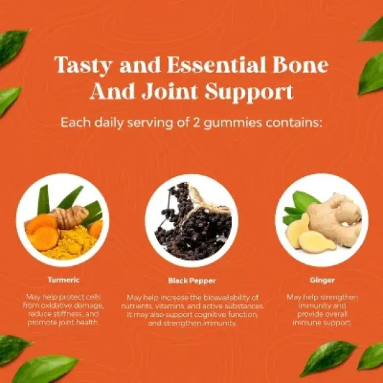 Turmeric Curcumin Gummies, Immune Booster Turmeric Gummies for Joint Support and Advanced Skin Care, Peach Flavor, Nature's Craft, 60ct image {5}