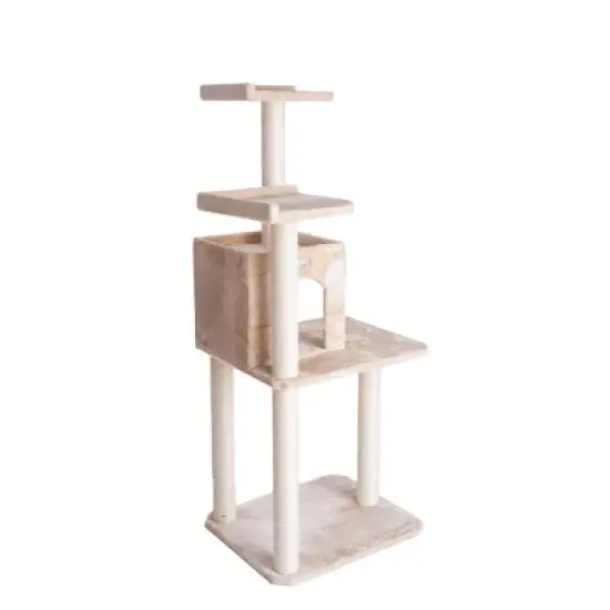 GleePet GP78571 57-Inch Real Wood Cat Tree With Two-Door House Condo image {5}