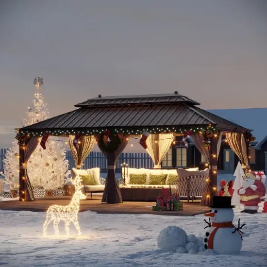 EROMMY 20 Ft. W x 12 Ft. D Pro Series Hardtop Patio Gazebo, Outdoor Hardtop Gazebo with Double Roof image {8}