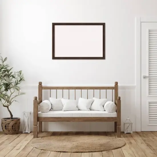 39"x27" Narrow Wood Frame White Cork Board Warm Walnut - Amanti Art: Bulletin Board, Wall Mounted, Office Decor image {5}