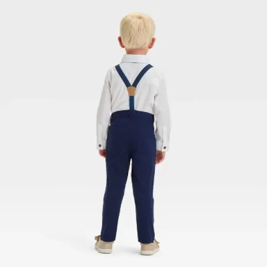 Toddler Boys' Long Sleeve Button-Down Shirt and Suspender Pants Set - Cat & Jack&trade; White image {1}