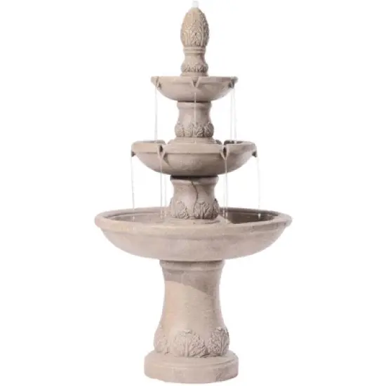 Domanico 57" High Large Italian Indoor Outdoor Decor Sand Stone Floor Fountain Waterfall 3-Tier Outside Garden Patio Yard Backyard image {7}