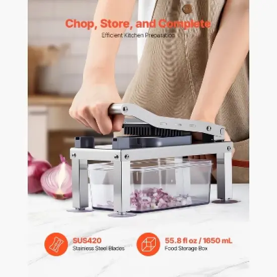 VEVOR Vegetable Chopper Mandoline Slicer, All-in-1 Food Veggie Cutter with 9 Stainless Steel Blades, Cheese Grater Onion Potato Dicer, Silver image {2}