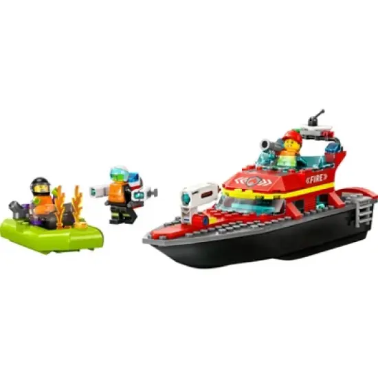 LEGO City Fire Rescue Boat Toy, Floats on Water Set 60373 image {1}