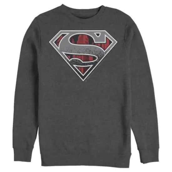 Men's Superman Logo Grunge Sweatshirt image {2}