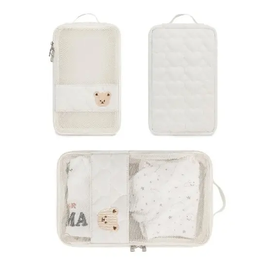 Itopfox 2-Pack Waterproof Diaper Organizer Pouches with Mesh Bag, Reusable and Washable for Cloth Diapers, White image {4}