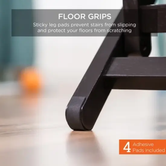 Best Choice Products Foldable Adjustable, Wide Wooden Carpeted Pet Stairs for Injured, Elderly Dog & Cat image {4}