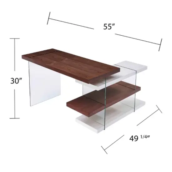 Toppington L-Shaped Desk with Storage Walnut/White - Aiden Lane image {9}