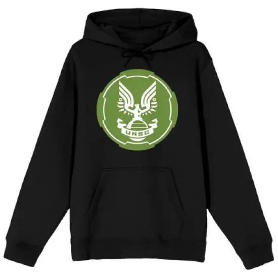Halo Infinite UNSC Emblem Long Sleeve Men's Black Hooded Sweatshirt image {5}