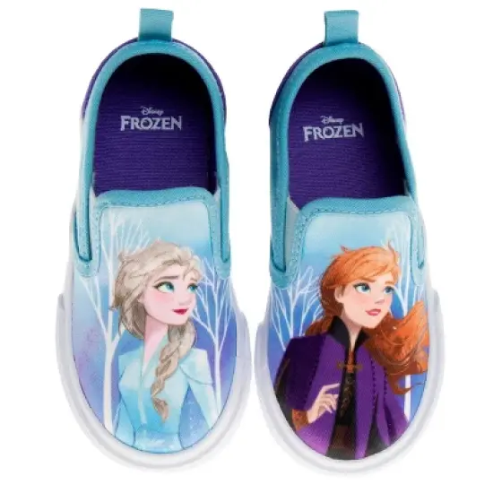 Frozen Elsa Anna Girls No Lace Shoes - Kids Disney Character Loafer Low top SlipOn Casual Tennis Canvas Sneakers (size 5-12 toddler - little kid) image {6}