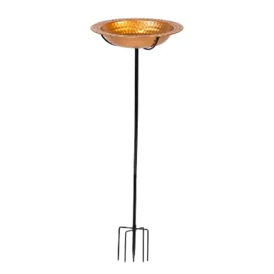 Sunnydaze Outdoor Staked Bird Bath or Bird Feeder with Copper Finish and Step-In Stake - 38" image {12}