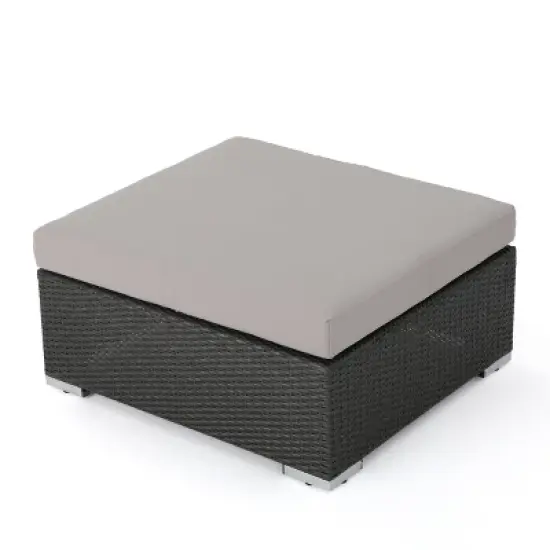 GDFStudio Avianna Outdoor Wicker Rectangular Ottoman with Cushion image {8}