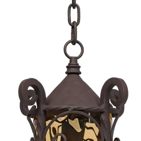 John Timberland Casa Seville Vintage Rustic Outdoor Hanging Light Dark Walnut Scroll 15" Champagne Water Glass for Post Exterior Barn Deck House Porch image {2}