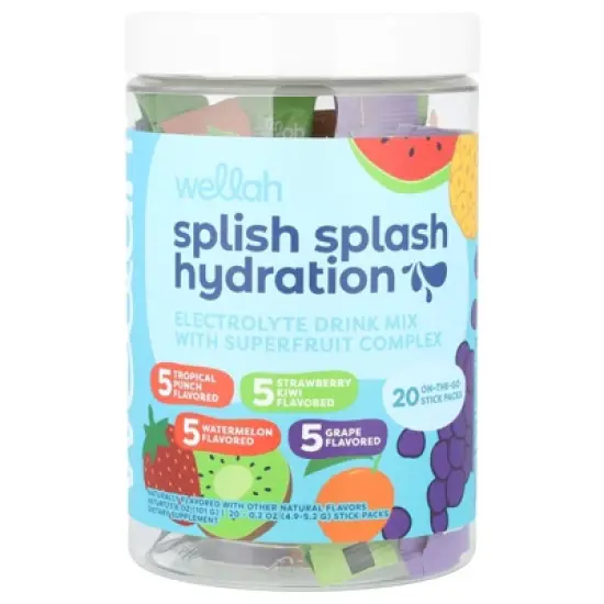 Wellah Splish Splash Hydration, Variety, 20 Stick Packs, 0.2 oz (4.9 - 5.2 g) Each image {4}