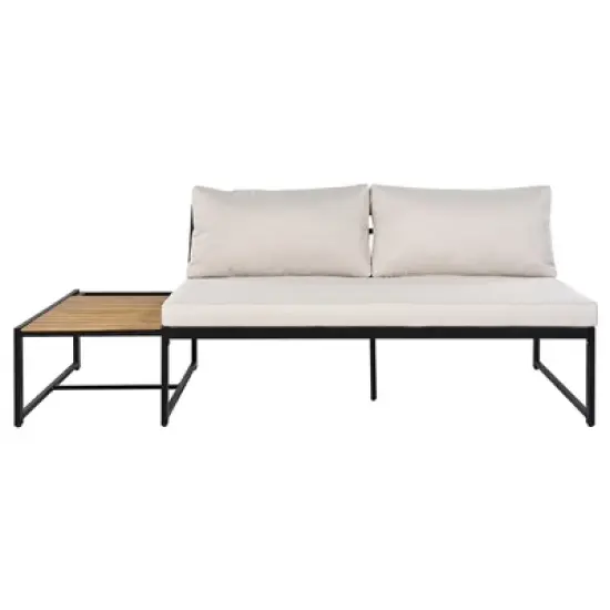 4-Piece Outdoor Patio Iron Sectional Sofa Set with Coffee Table and Side Storage Shelf image {10}