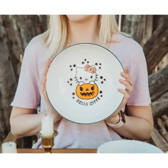 Silver Buffalo Sanrio Hello Kitty Pumpkin Boo 9-Inch Ceramic Coupe Dinner Bowl image {4}