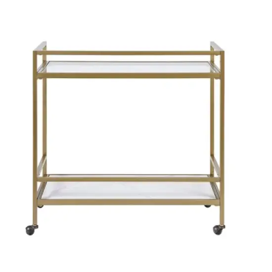 Lionel Two Tier Bar Cart On Wheels Antique Gold - Martha Stewart image {4}