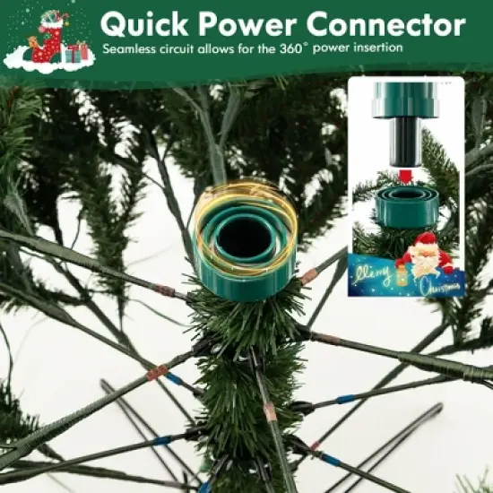 Costway 7 FT Pre-Lit Christmas Tree 3 Modes Hinged with Quick Power Connector & 500 Lights image {5}