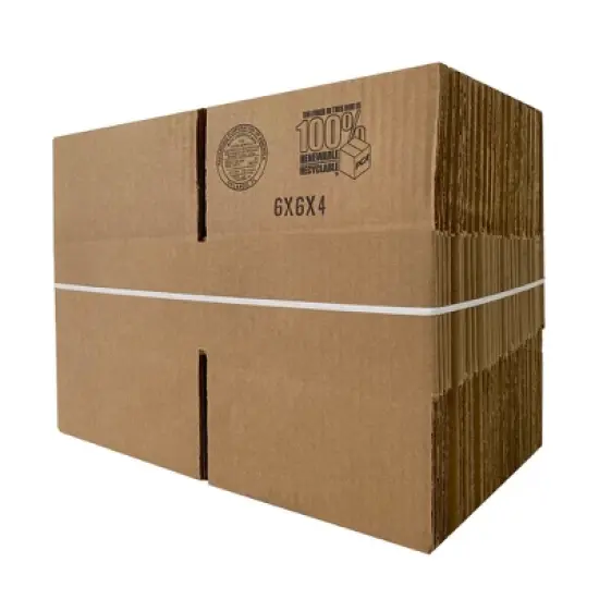 UOFFICE Bulk Pack of 50 Corrugated Boxes 6" x 6" x 4" - Shipping Boxes image {2}