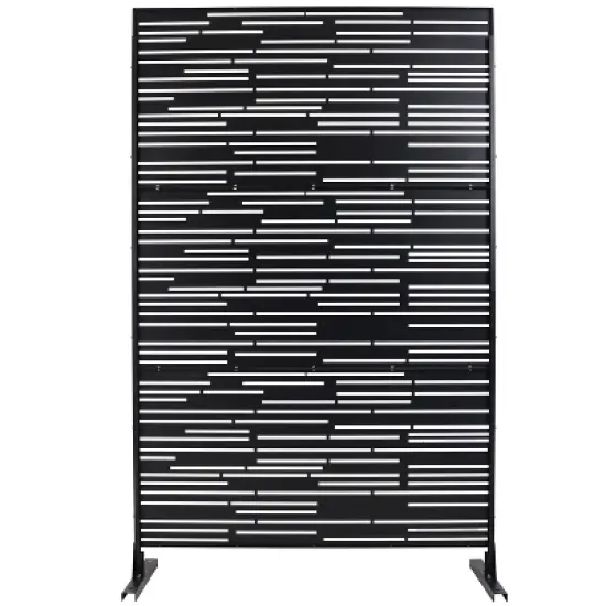 CAVINAS Patio Privacy Screen Freestanding Decorative Metal Fence Panels with Line Pattern for Garden Decor, 76" H&times;48" W image {2}