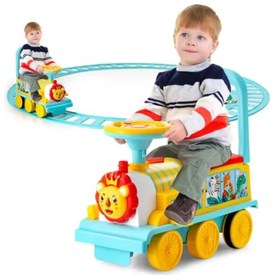Costway 6V Electric Kids Ride On Train Motorized Train Toy w/ Track & 6 Wheels image {10}