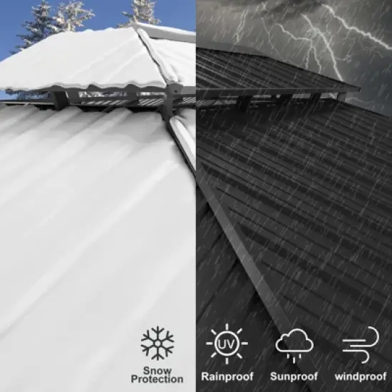 12x12FT Hardtop Gazebo, Aluminum Frame w/ Double Galvanized Steel Roof, Outdoor Metal Pavilion w/ Netting Curtains for Patio, Garden, Lawn, Backyard image {5}