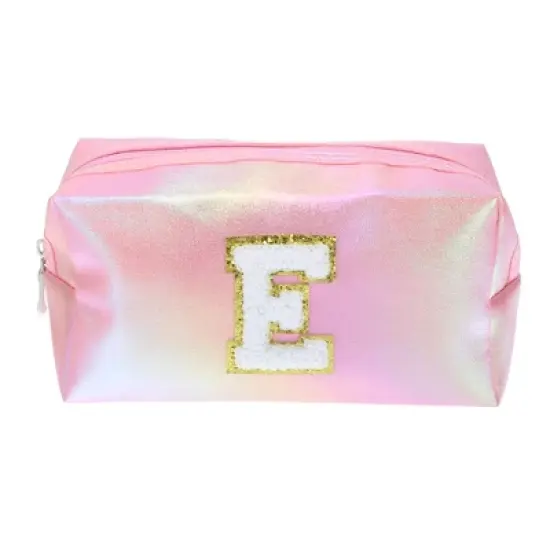Unique Bargains Women's Durable Letter E Cosmetic Bag Pink 1 Pc image {3}