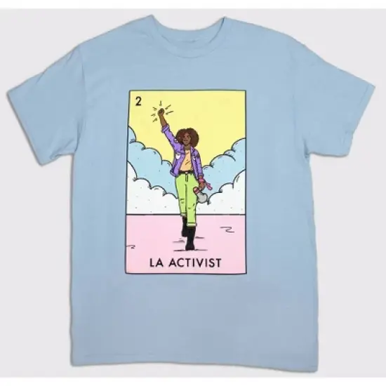 Millennial Loteria Cards Adult La Activist Short Sleeve Graphic T-Shirt - Light Blue image {2}