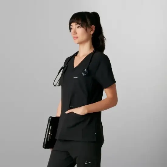 Members Only Palermo V-Neck Scrub Top for Women With Zipper Pocket image {1}